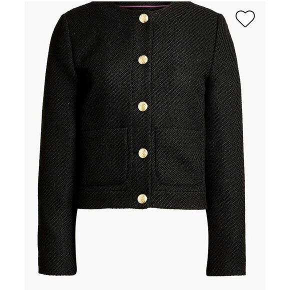 J.Crew Petite Black Tweed Jacket Size P10 BS929 - Picture 1 of 9